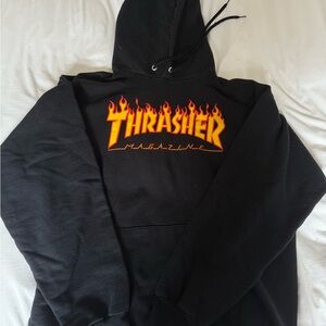 Thrasher Black Flame Logo Sweatshirt
